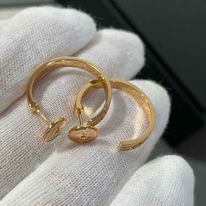 [BIJOUX]LOVE DIAMOND PINK GOLD HOOP EARRINGS