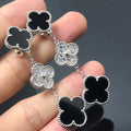 [Topon]CLOVER 3 MOTIF DIAMOND ONYX SILVER EARRINGS