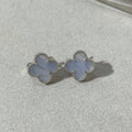 [Topon]CLOVER CHALCEDONY SILVER STUD EARRINGS