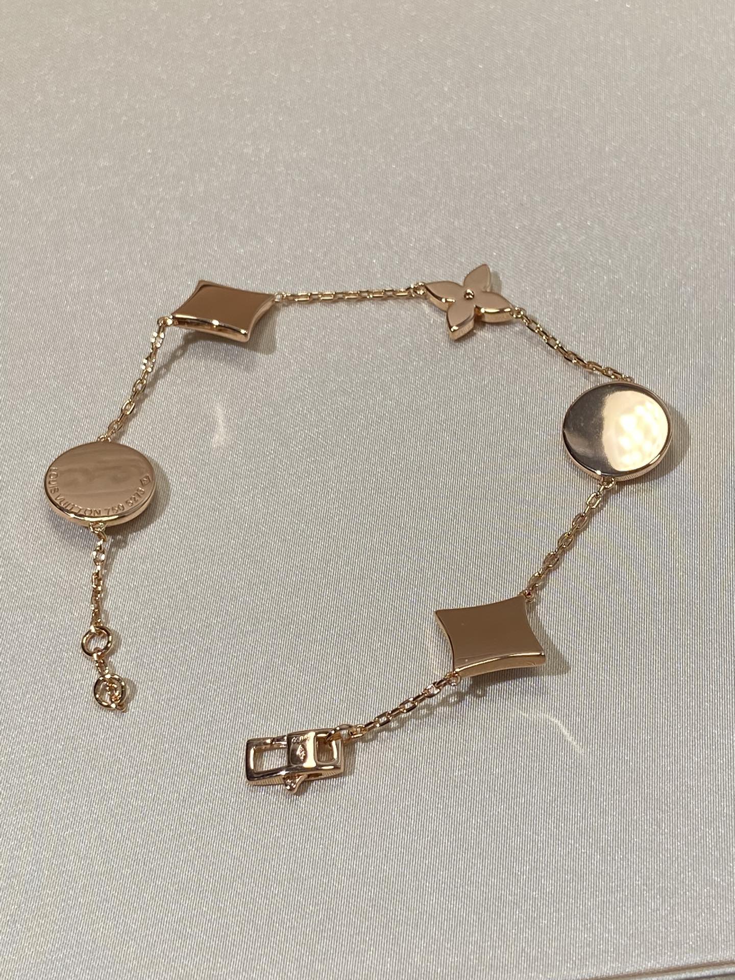 [BIJOUX]STAR AND SUN 5 MOTIF MOP PINK GOLD BRACELET