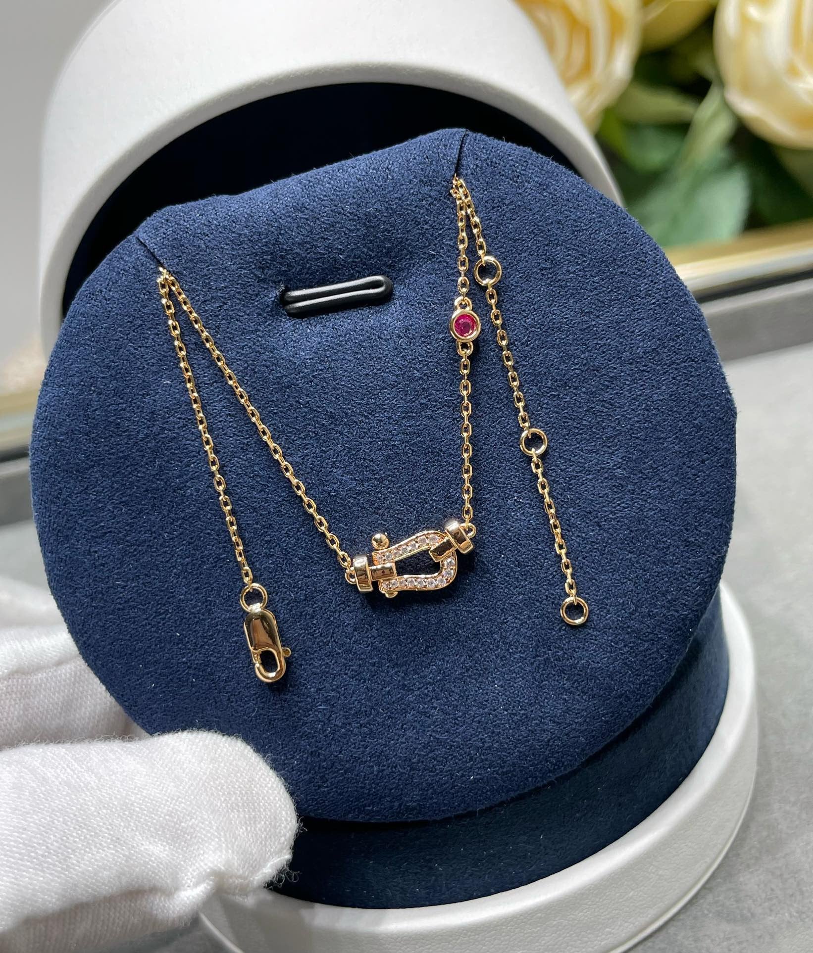[BIJOUX] COLLIER FORCE 10 DIAMANTS OR ROSE