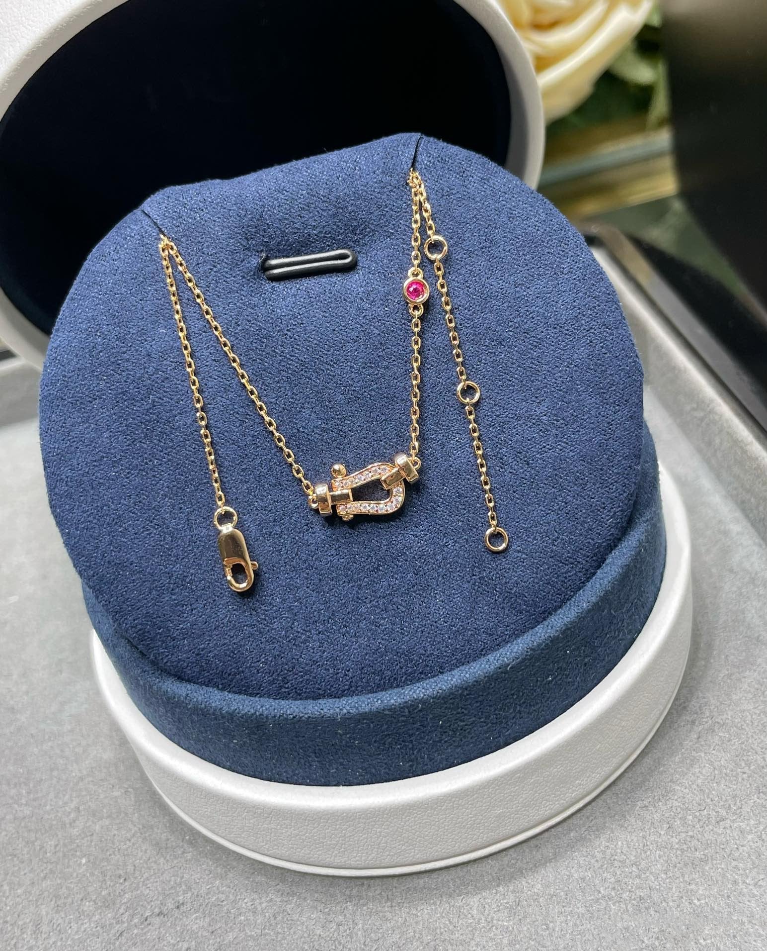 [BIJOUX] COLLIER FORCE 10 DIAMANTS OR ROSE