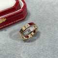 [BIJOUX]LOVE PINK GOLD SILVER DIAMOND DOUBLE RING