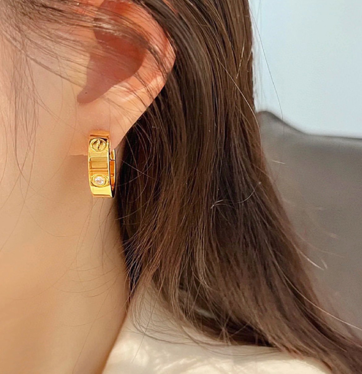 [BIJOUX]LOVE 5.5MM 1 DIAMOND EARRINGS
