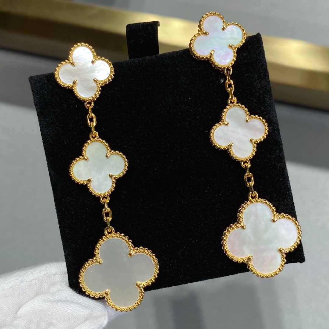 [Topon]CLOVER MOP 3 MOTIFS GOLD EARRINGS