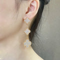 [Topon]CLOVER 3 MOTIFS DIAMOND PAVED ROSE GOLD EARRINGS