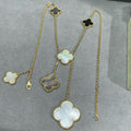 [Topon]CLOVER 6 MOTIF MOP ONYX GOLD NECKLACE