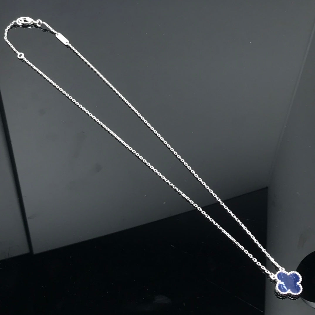[Topon]CLOVER PIETERSITE SILVER LONG NECKLACE