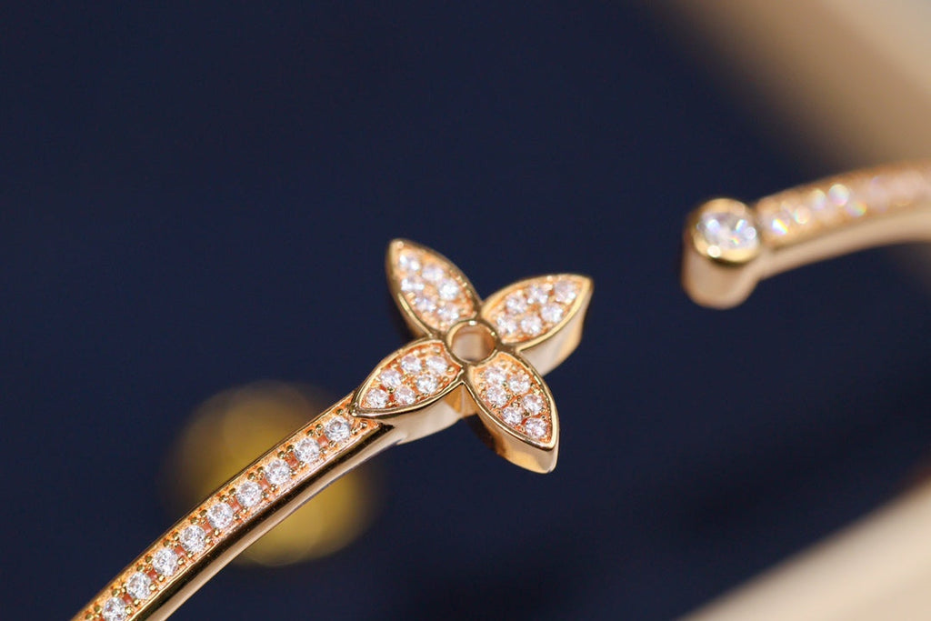 [BIJOUX] IDYLLE PINK GOLD OPEN BRACELET DIAMOND PAVED