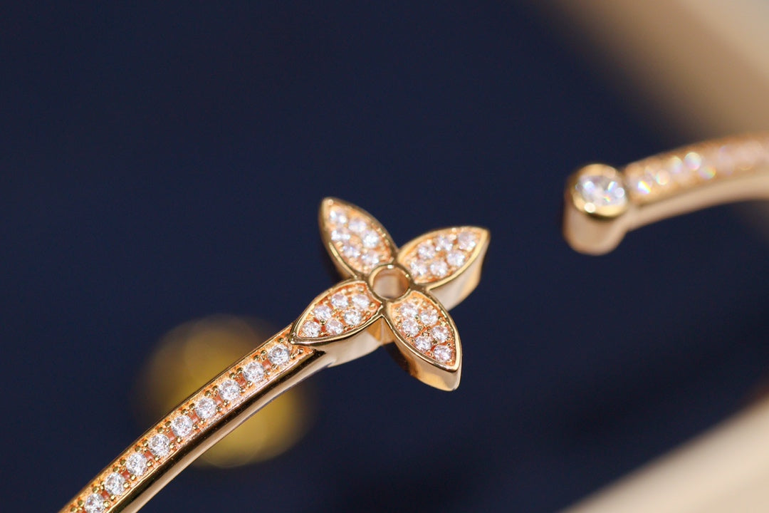 [BIJOUX] IDYLLE PINK GOLD OPEN BRACELET DIAMOND PAVED