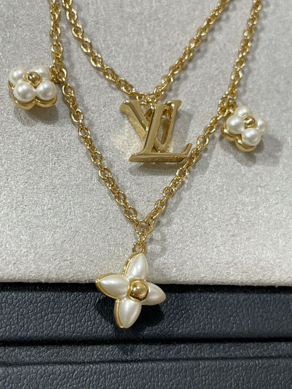 [BIJOUX]FLOWERGRAM GOLD MOP DOUBLE ROW NECKLACE