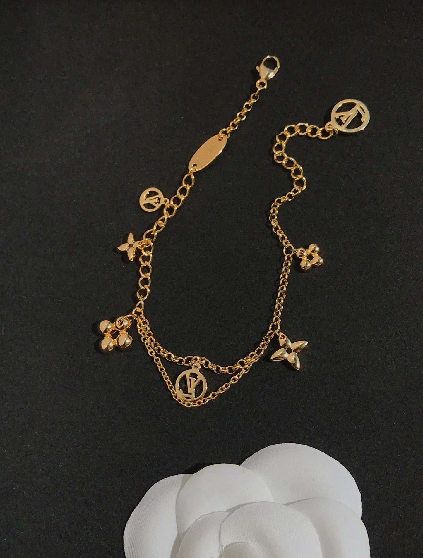 [BIJOUX]ブルーミングピンクゴールドモップブレスレット