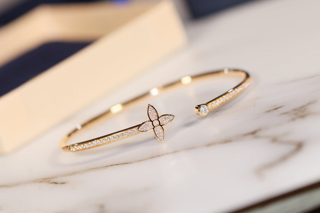[BIJOUX] IDYLLE GOLD OPEN BRACELET DIAMOND PAVED