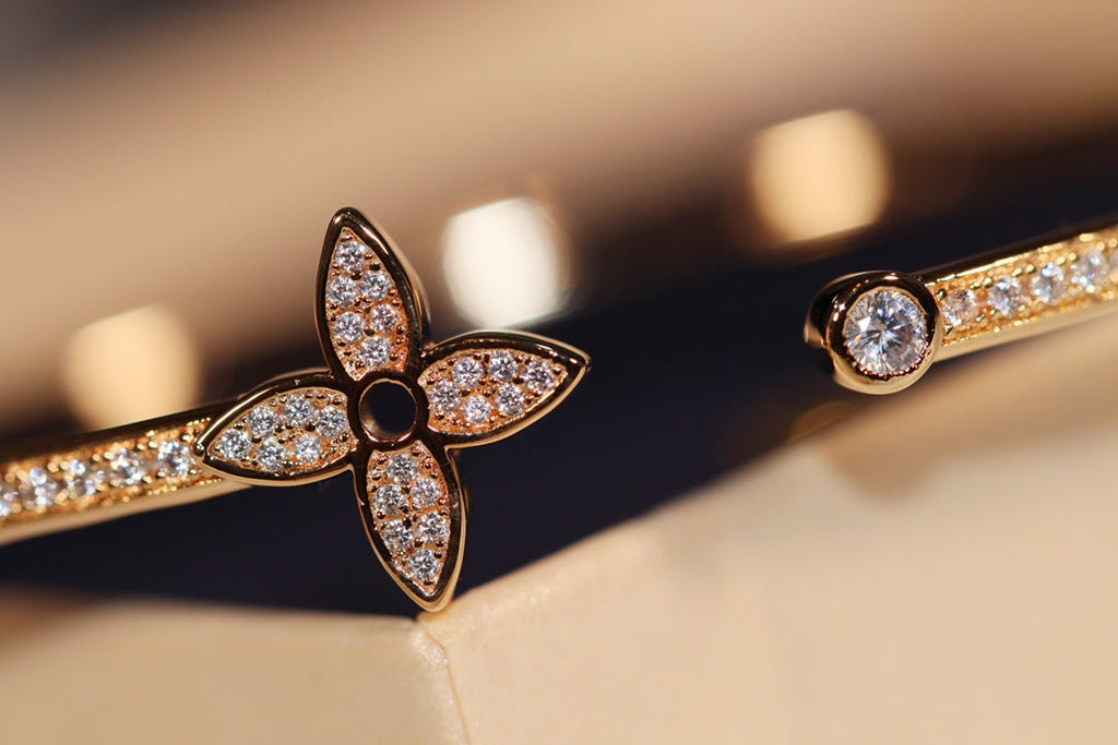 [BIJOUX] IDYLLE GOLD OPEN BRACELET DIAMOND PAVED