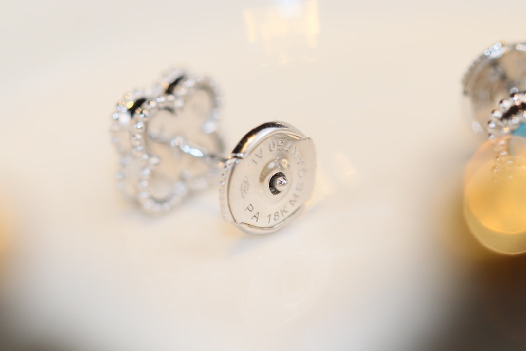 [BIJOUX]CLOVER MINI TURQUOISE SILVER STUD EARRINGS