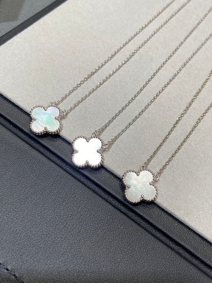 [BIJOUX]CLOVER MEDIUM SILVER WHITE MOP NECKLACE