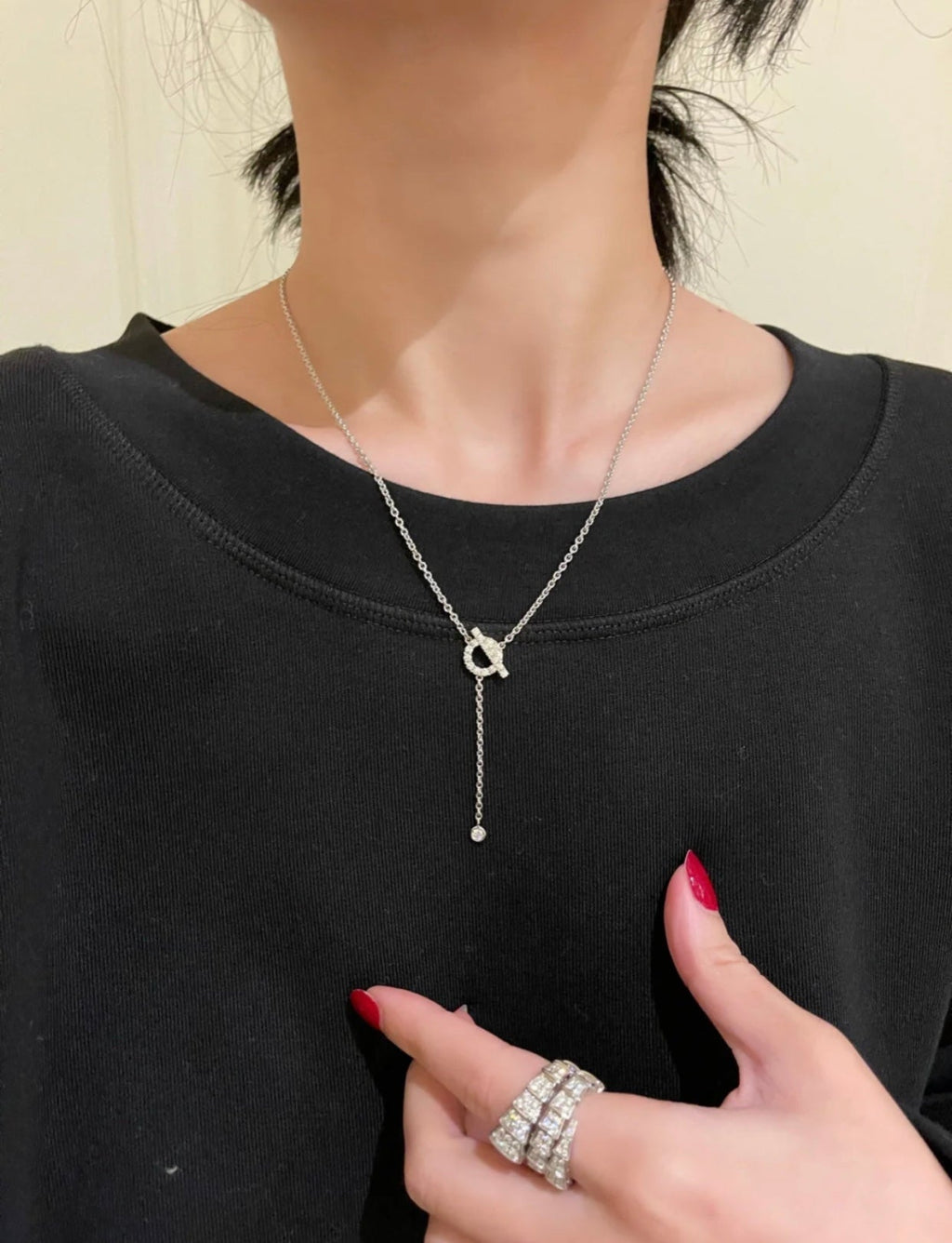 [BIJOUX]FINESSE SILVER DIAMOND NECKLACE