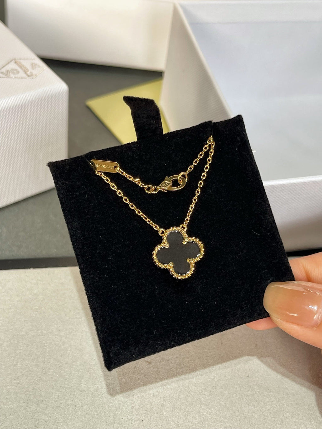 [Topon]CLOVER ROCK CRYSTAL ROSE GOLD NECKLACE