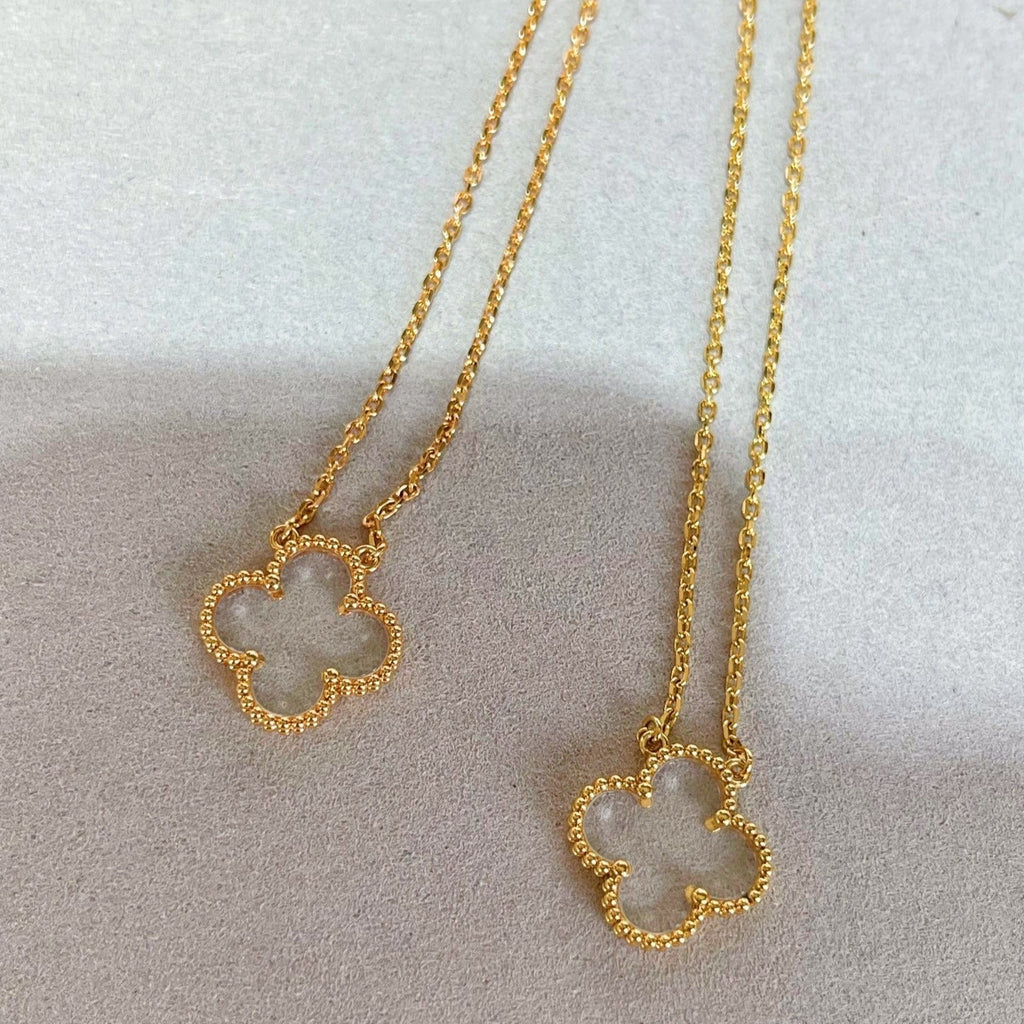 [Topon]CLOVER ROCK CRYSTAL ROSE GOLD NECKLACE