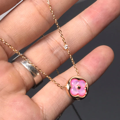 [BIJOUX]LV COLOR BLOSSOM PINK MOP SUN GOLD NECKLACE