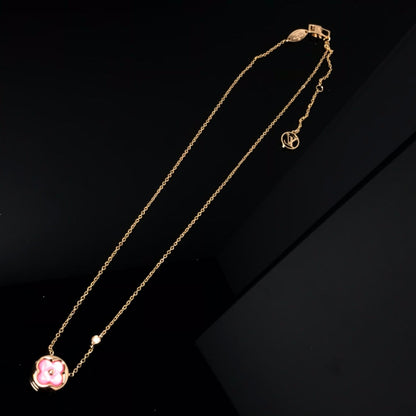 [BIJOUX]LV COLOR BLOSSOM PINK MOP SUN GOLD NECKLACE