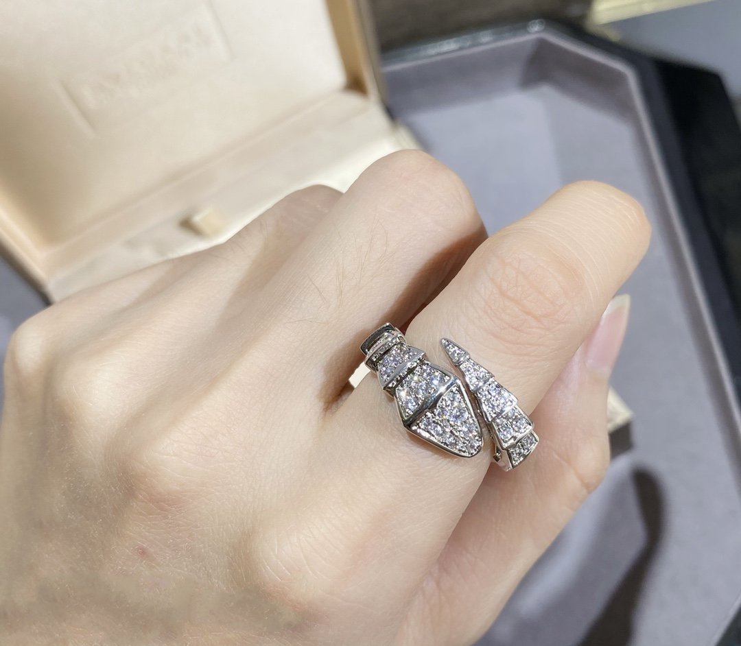 [BIJOUX]SERPENTI LARGE RING SILVER DIAMOND PAVED
