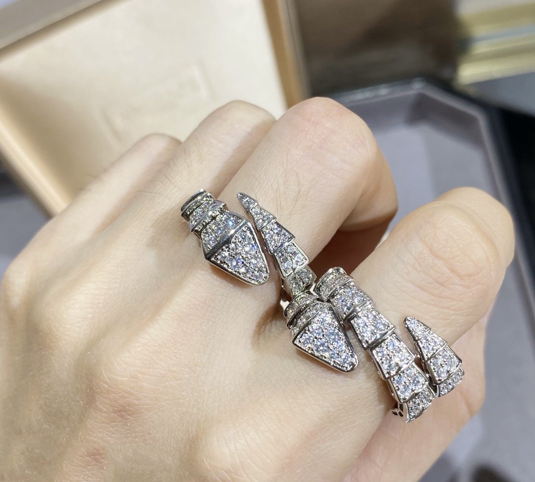 [BIJOUX]SERPENTI LARGE RING SILVER DIAMOND PAVED