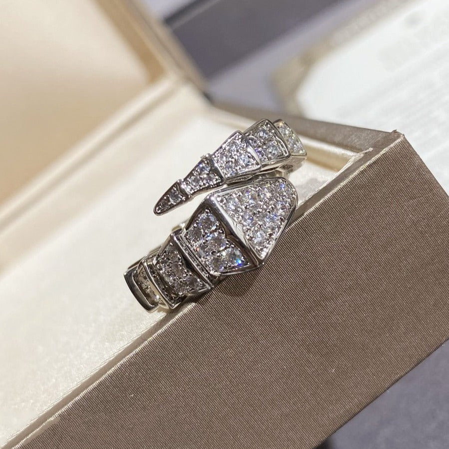 [BIJOUX]SERPENTI LARGE RING SILVER DIAMOND PAVED
