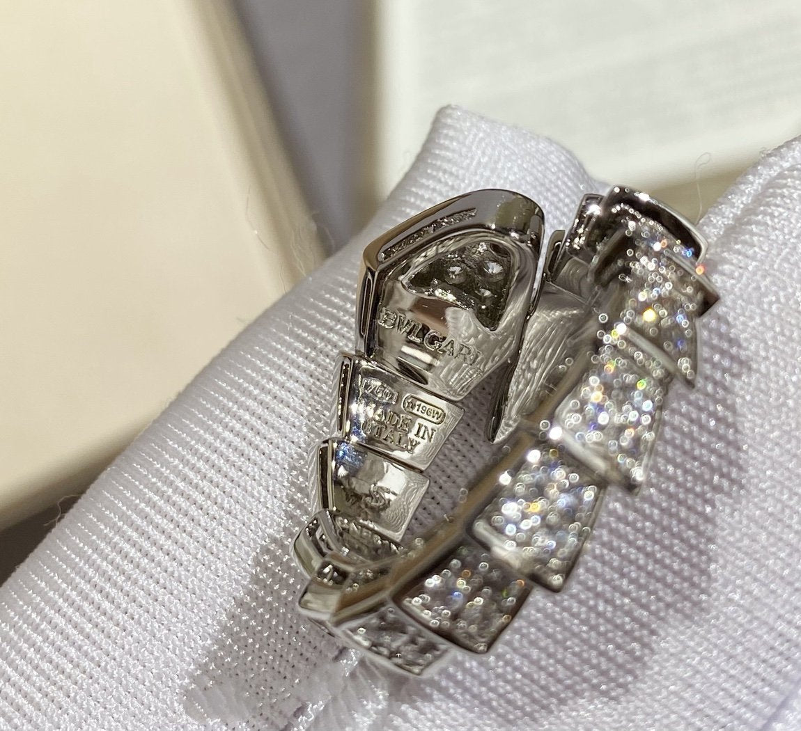 [BIJOUX]SERPENTI LARGE RING SILVER DIAMOND PAVED