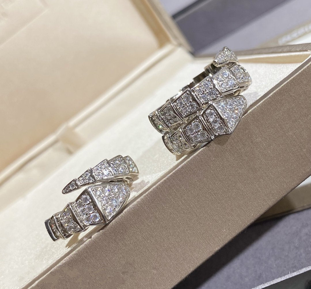 [BIJOUX]SERPENTI LARGE RING SILVER DIAMOND PAVED