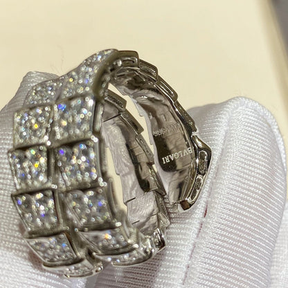 [BIJOUX]SERPENTI DOUBLE RING SILVER DIAMOND PAVED