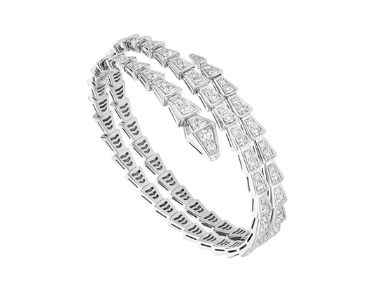 [BIJOUX]BRACELET SERPENTI ARGENT DIAMANT DOUBLE RANG