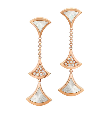 [BIJOUX]DREAM EARRINGS 3 MOTIFS DIAMOND MOP PINK GOLD