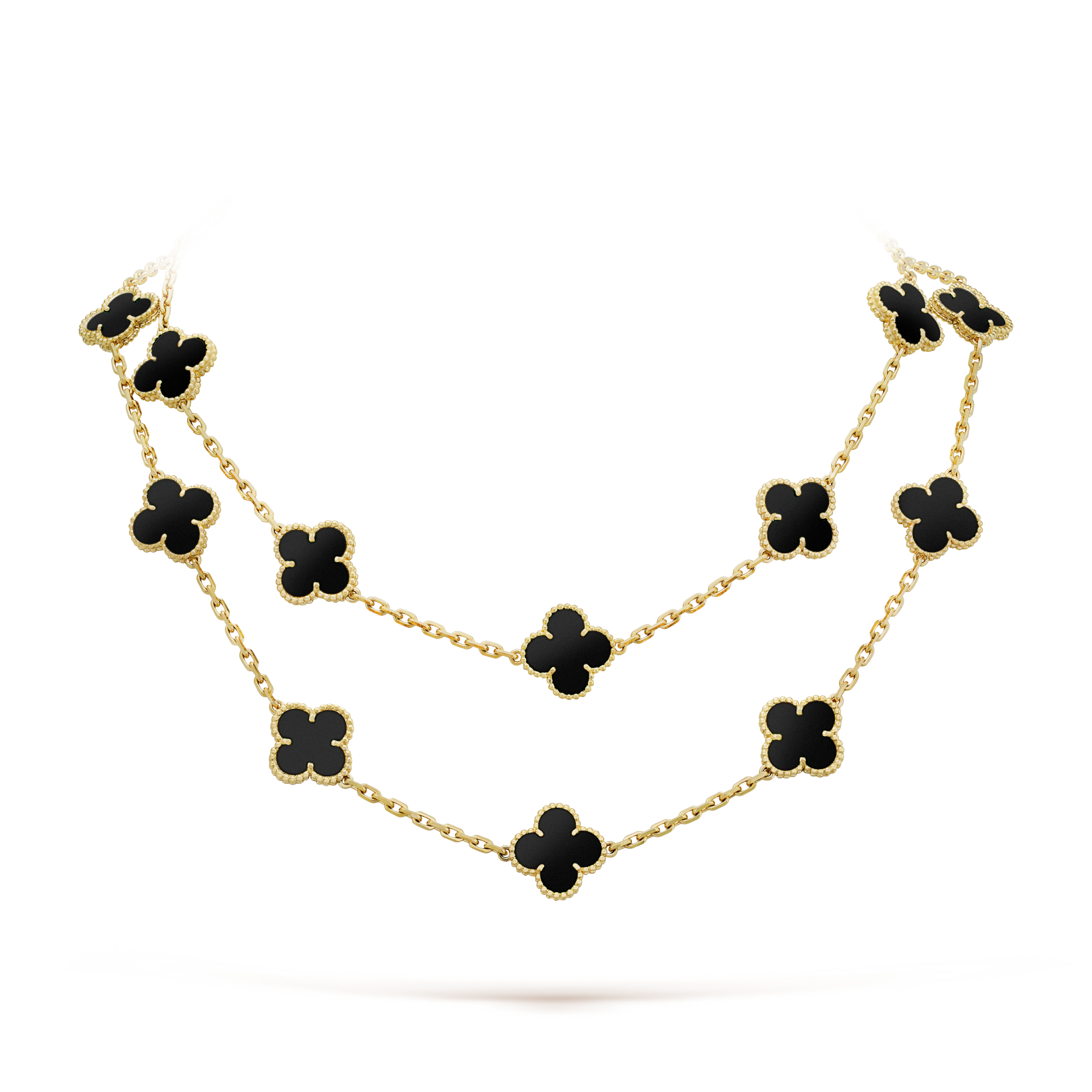 [Topon]CLOVER 20 MOTIFS ONYX NECKLACE