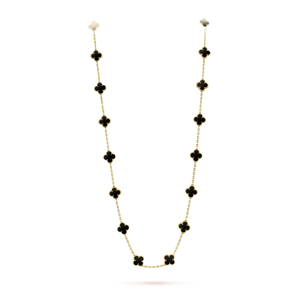 [BIJOUX]CLOVER 20 MOTIFS ONYX NECKLACE