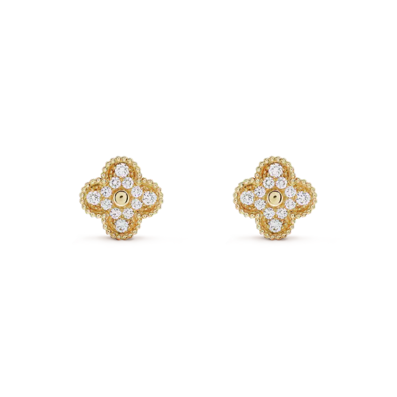 [Topon]CLOVER MEDIUM 1 MOTIFS FUll DIAMOND EARRINGS
