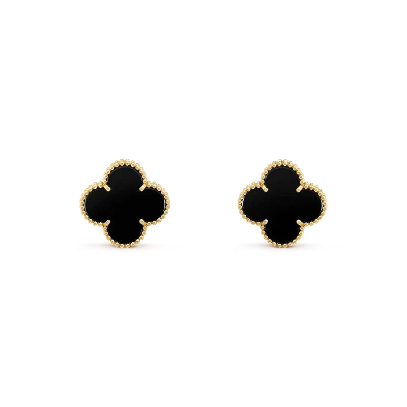 [Topon]CLOVER MEDIUM 1 MOTIFS  ONYX STUD EARRINGS