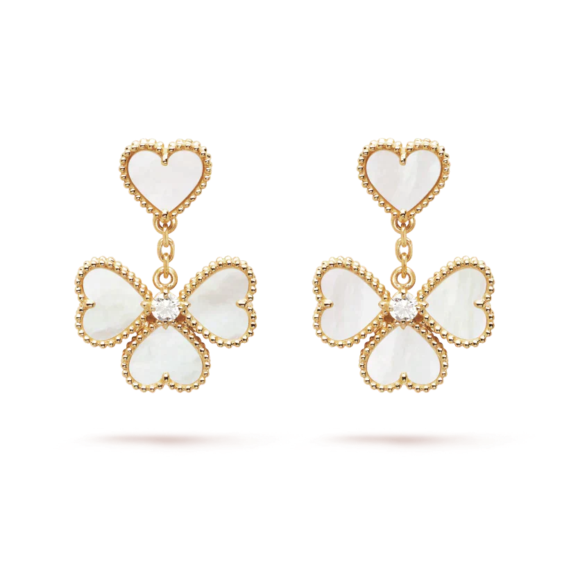 [BIJOUX]CLOVER SWEET BOUCLES D'OREILLES EN NACRE BLANCHE