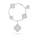 [BIJOUX]CLOVER 6 MOTIFS SILVER DIAMOND BRACELET
