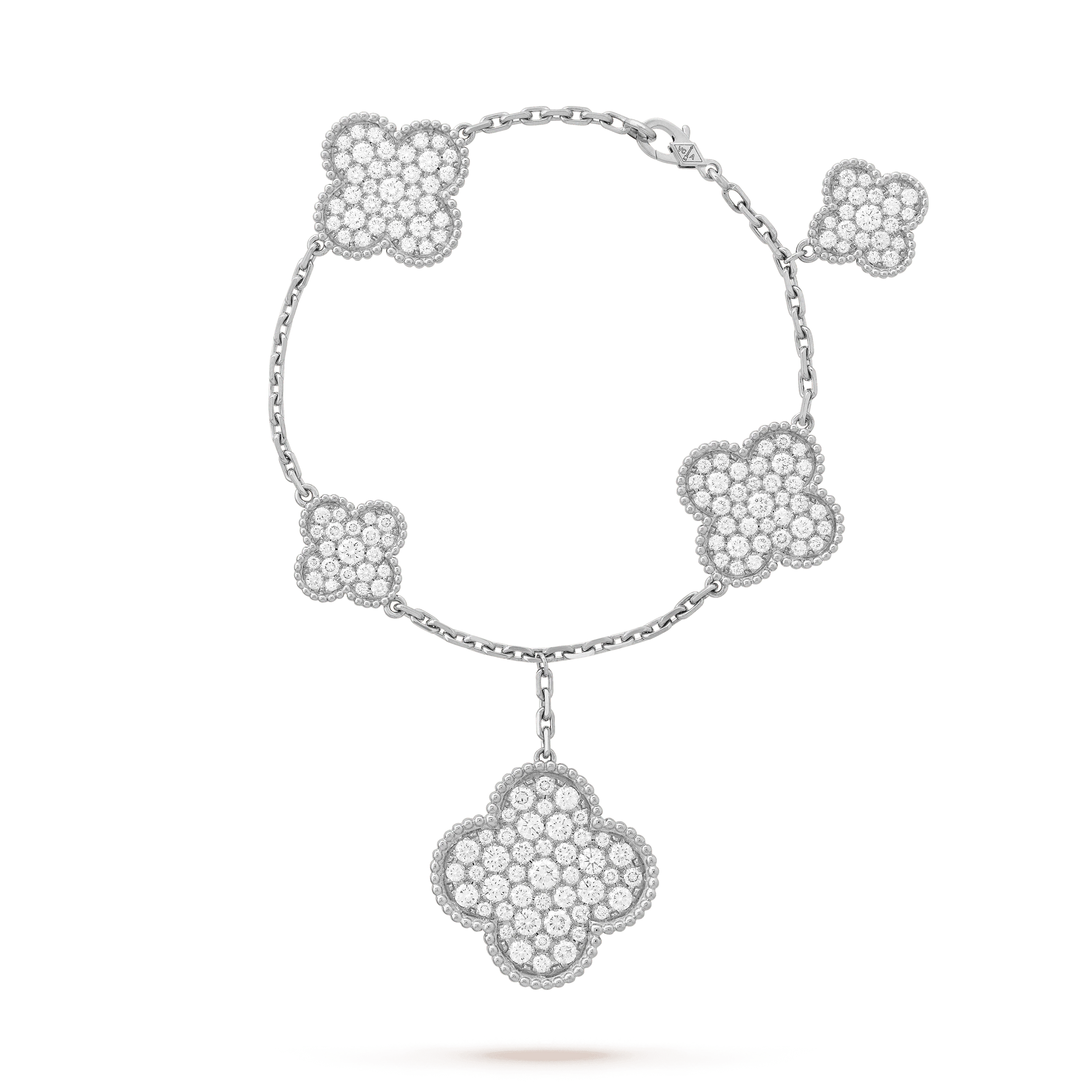 [BIJOUX]CLOVER 6 MOTIFS SILVER DIAMOND BRACELET