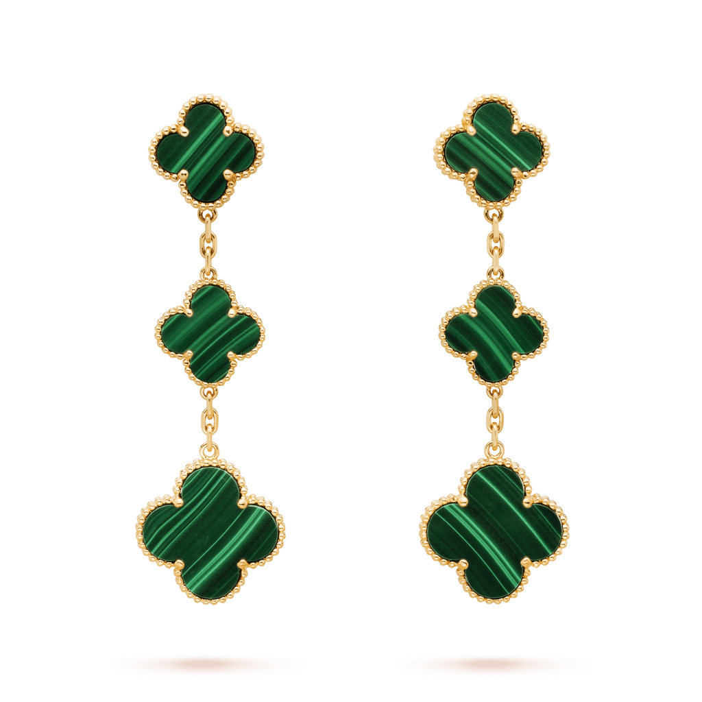 [Topon]CLOVER MALACHITE 3 MOTIFS GOLD