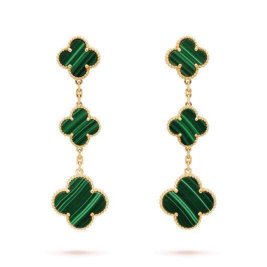 [Topon]CLOVER MALACHITE 3 MOTIFS GOLD