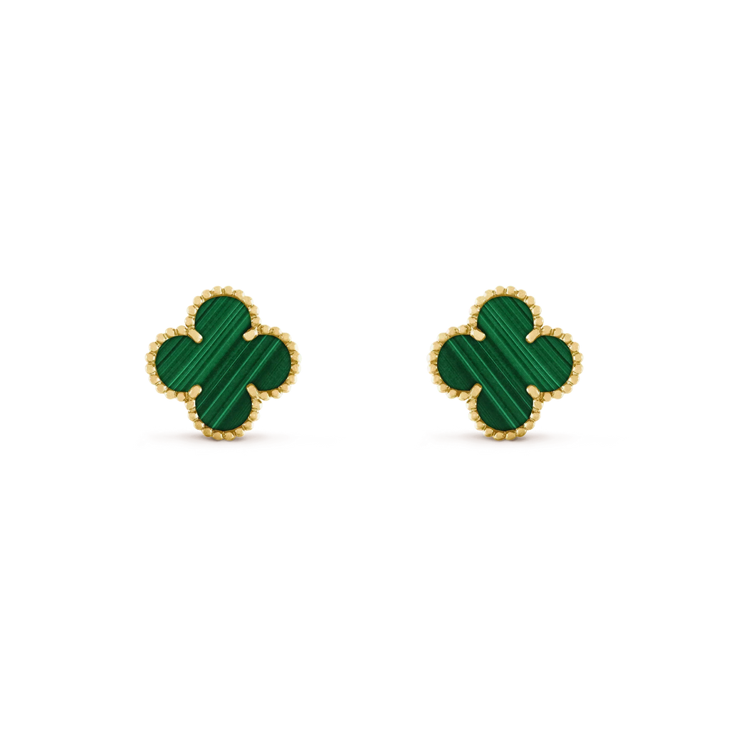 [Topon]CLOVER MEDIUM 1 MOTIFS MALACHITE  EARRINGS