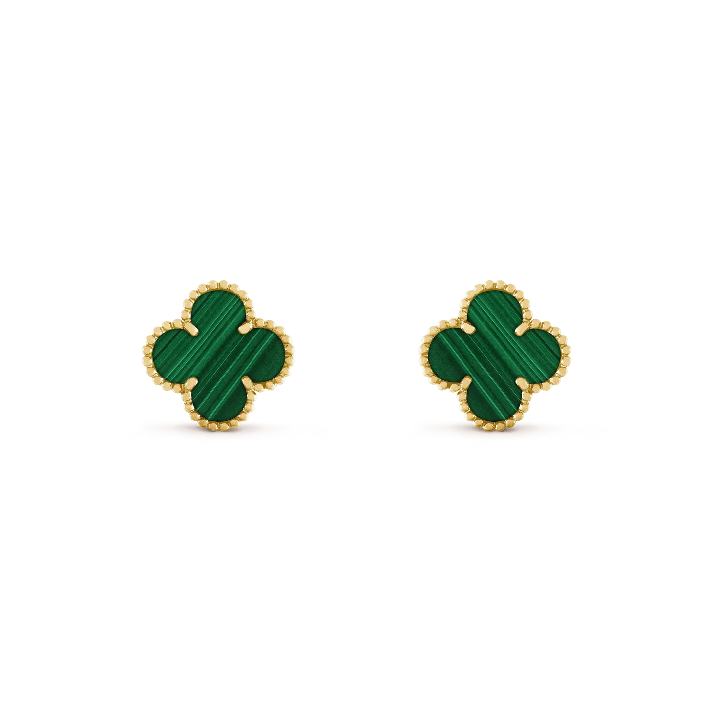 [BIJOUX]CLOVER MEDIUM 1 MOTIFS MALACHITE  EARRINGS