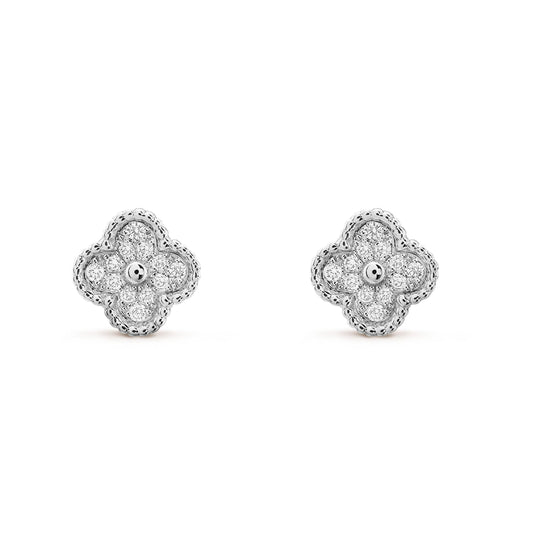 [BIJOUX]CLOVER MINI DIAMOND STUD EARRINGS