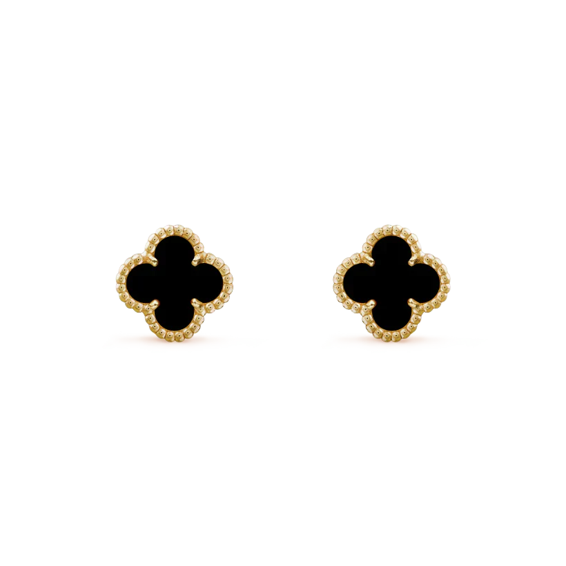 [BIJOUX]CLOVER MINI BOUCLES D'OREILLES EN NACRE NOIRE 9,5MM