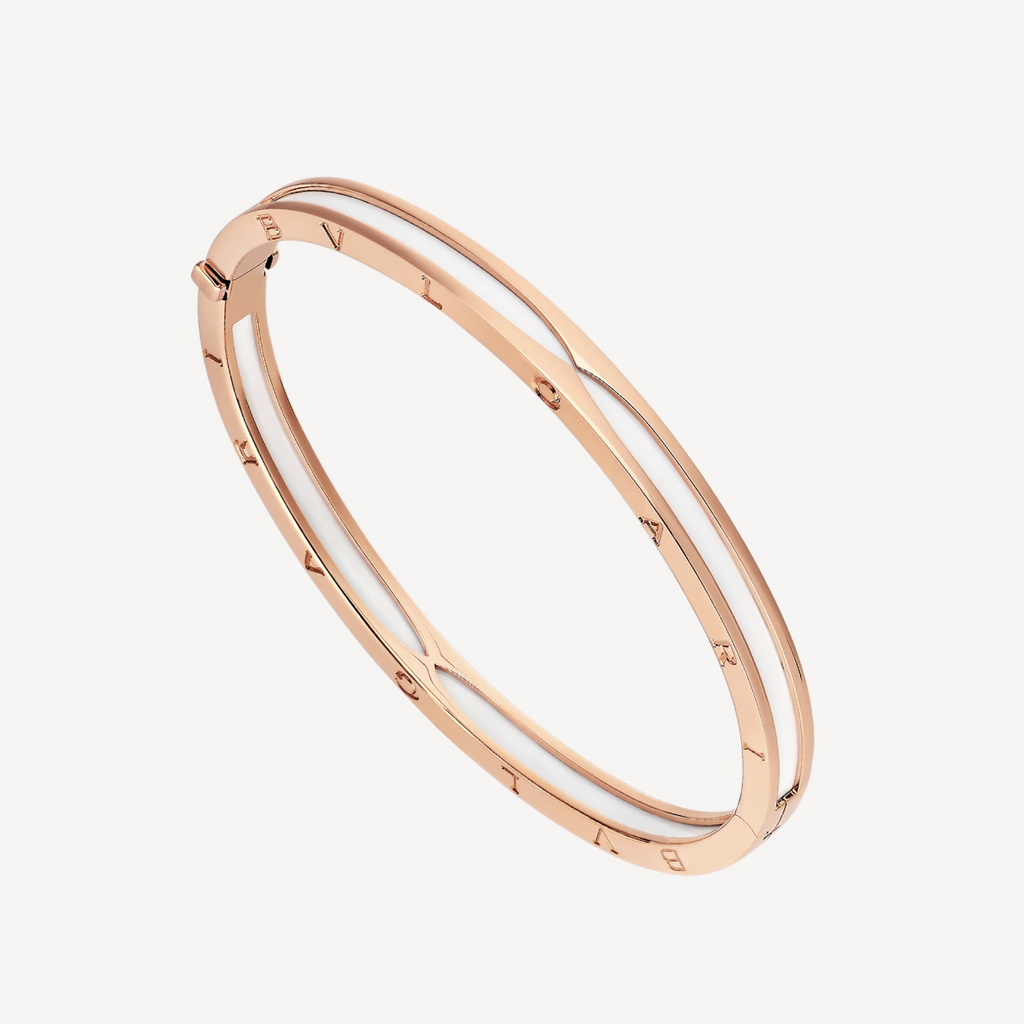 [BIJOUX]BRACELET ZERO 1 EN OR ROSE AVEC CÉRAMIQUE BLANCHE