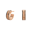 [BIJOUX]ZERO 1 ROCK PINK GOLD EARRINGS WITH STUDDED SPIRAL AND BLACK CERAMIC