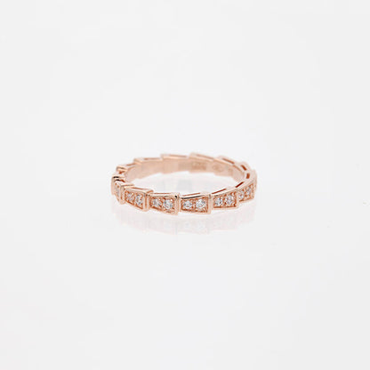 [BIJOUX]SERPENTI RING PINK GOLD DIAMOND PAVED 3MM