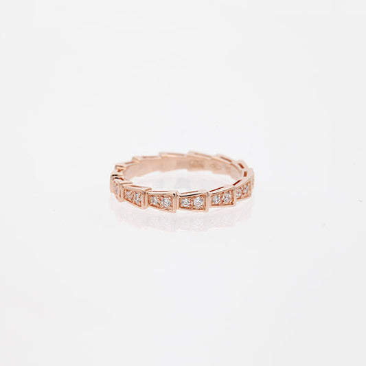 [BIJOUX]SERPENTI RING PINK GOLD DIAMOND PAVED 3MM